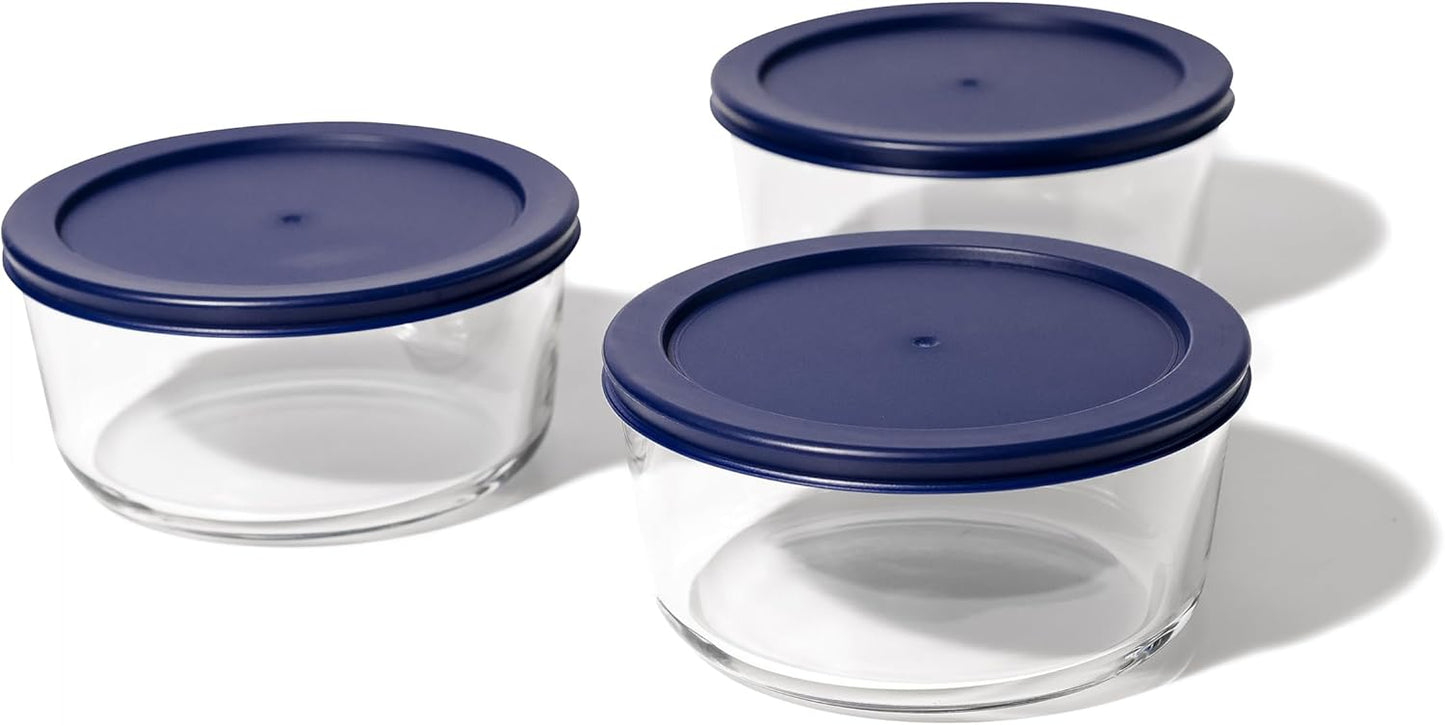 DURA LIVING 6-Piece Glass Food Storage Containers Set (3 Containers + 3 BPA-Free Lids) | 4-Cup, Leakproof | Microwave, Freezer, Oven & Dishwasher Safe | Ideal for Meal Prep & Pantry Organization