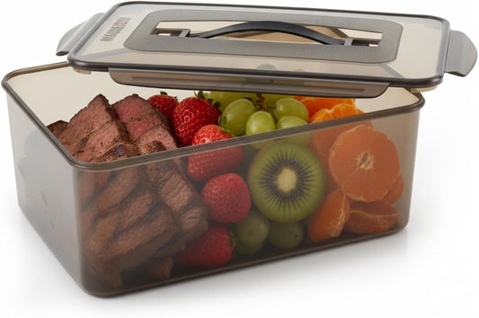 1 Pcs Marinating Containers with Lid 6.5 Quart Plastic Food Brining Containers Dishwasher Safe Grilling Accessories for Thanksgiving Meat Chicken Turkey Rib BBQ Prep Storage