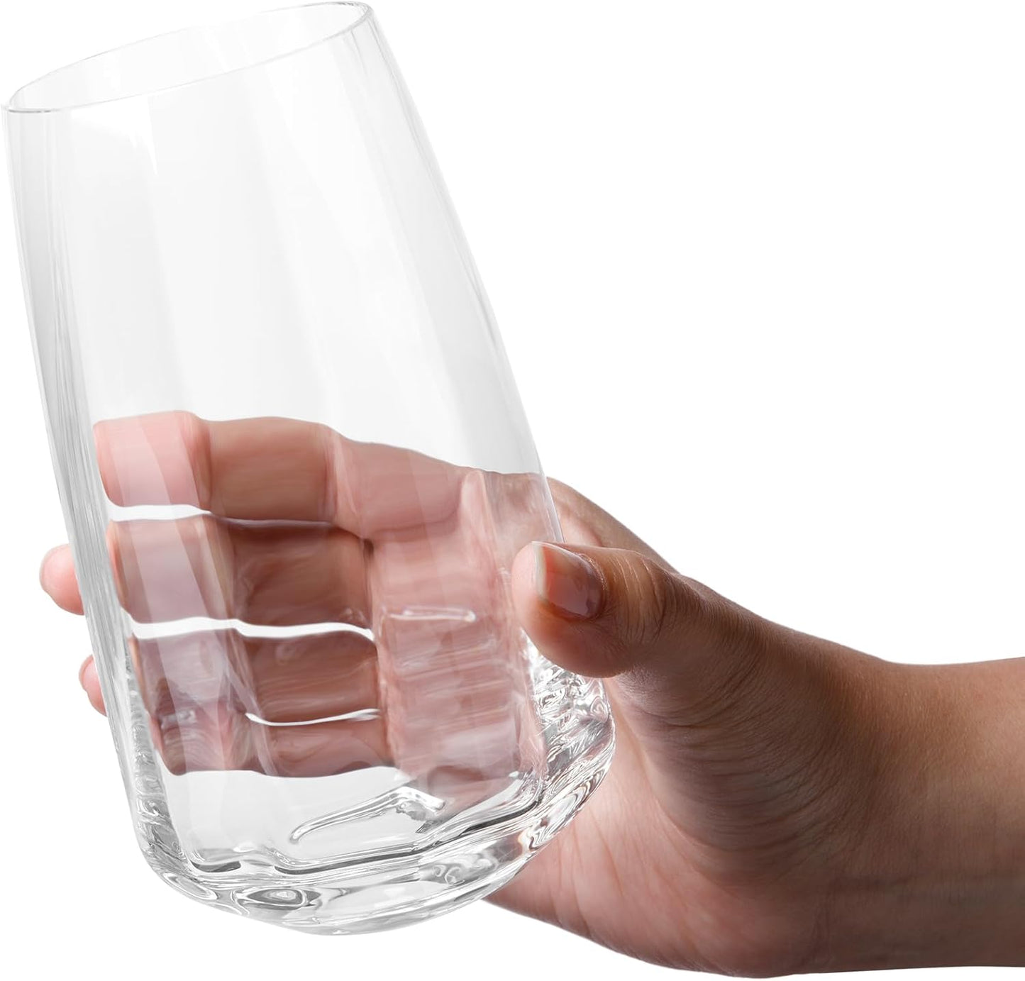 Larder & Vine Crystalline Glassware Tumbler Set, Artisan Drinkware for Cocktails, Water, Whiskey or Spirits, Handmade in Poland (Cafe Tall)