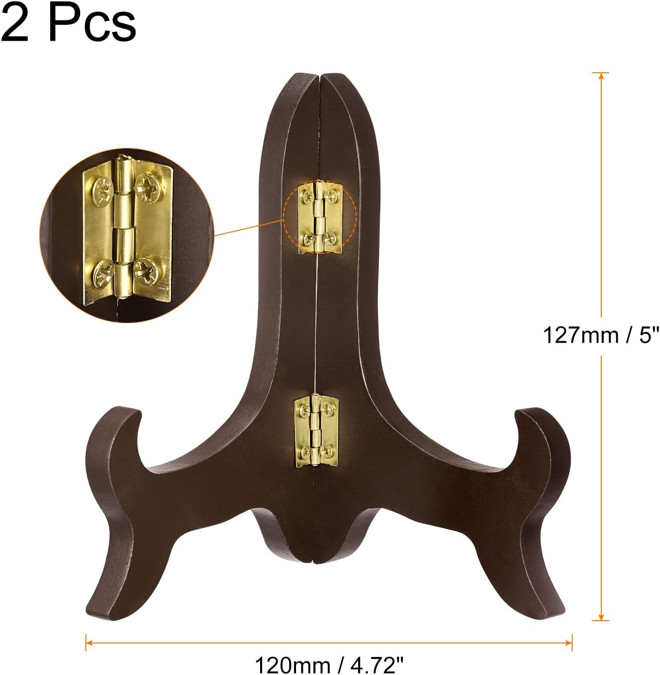 uxcell 2pcs 5" Easel Plate Holder, Wooden Folding Display Stand Brown for Decorative Picture Frame