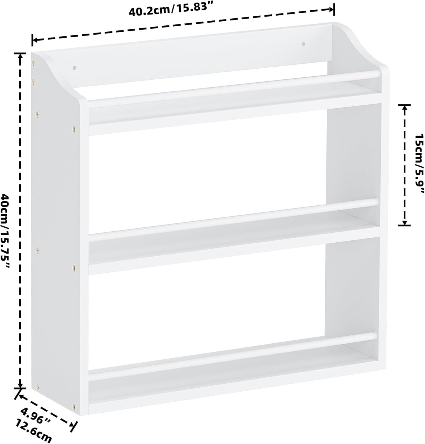 Spice Rack Wall Mounted, Freestanding Spice Organizer for Countertop, Bamboo Spice Storage Holder, for Kitchen Cupboard, Pantry, Bathroom (White)