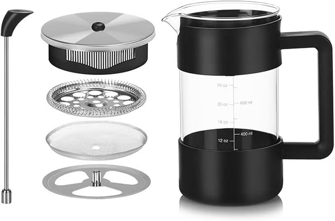 Modern French Press Coffee Maker, 34oz (1 Liter), Heat-Resistant Borosilicate Glass with No-Drip Spout, for Home, Office or Gift