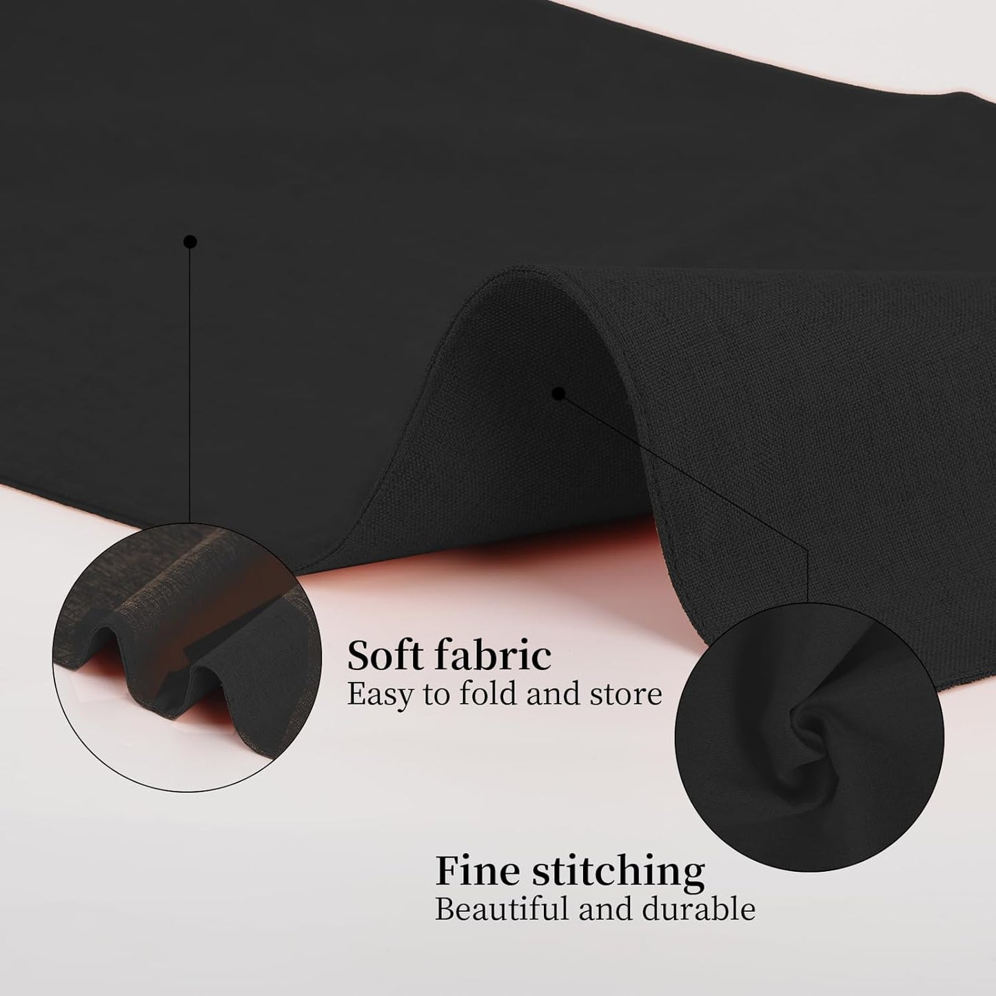 Placemats Set of 6 Linen Type Fabric Cloth Placemats, 19 x 13 Inch Double Layered Thick Wrinkle Free Heat Resistant Table Place, for Dining, Kitchen, Party (Black, 48 * 33cm)