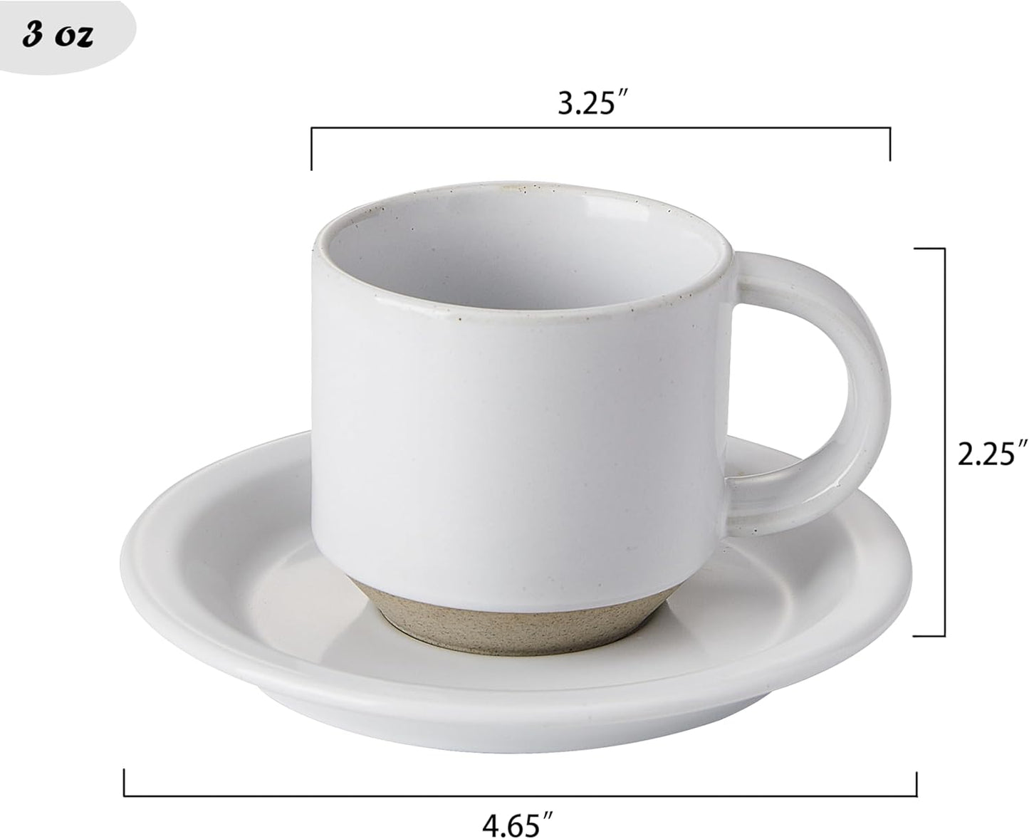 Oak Espresso Cups Set of 4, 3 oz Demitasse Cups, Modern Style, Multi Colors, Microwave & Dishwasher Safe