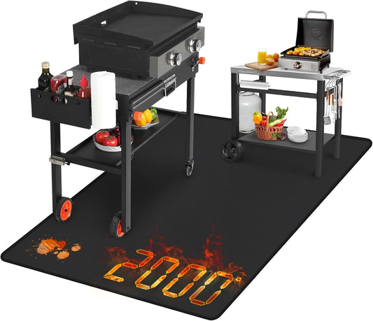 Grill Mats for Outdoor Grill, 70 X 40 Reusable Silicone Under Grill Mat, Heat Resistant BBQ Grilling Mat for Deck Protector Patio Floor Lawn (Basic)