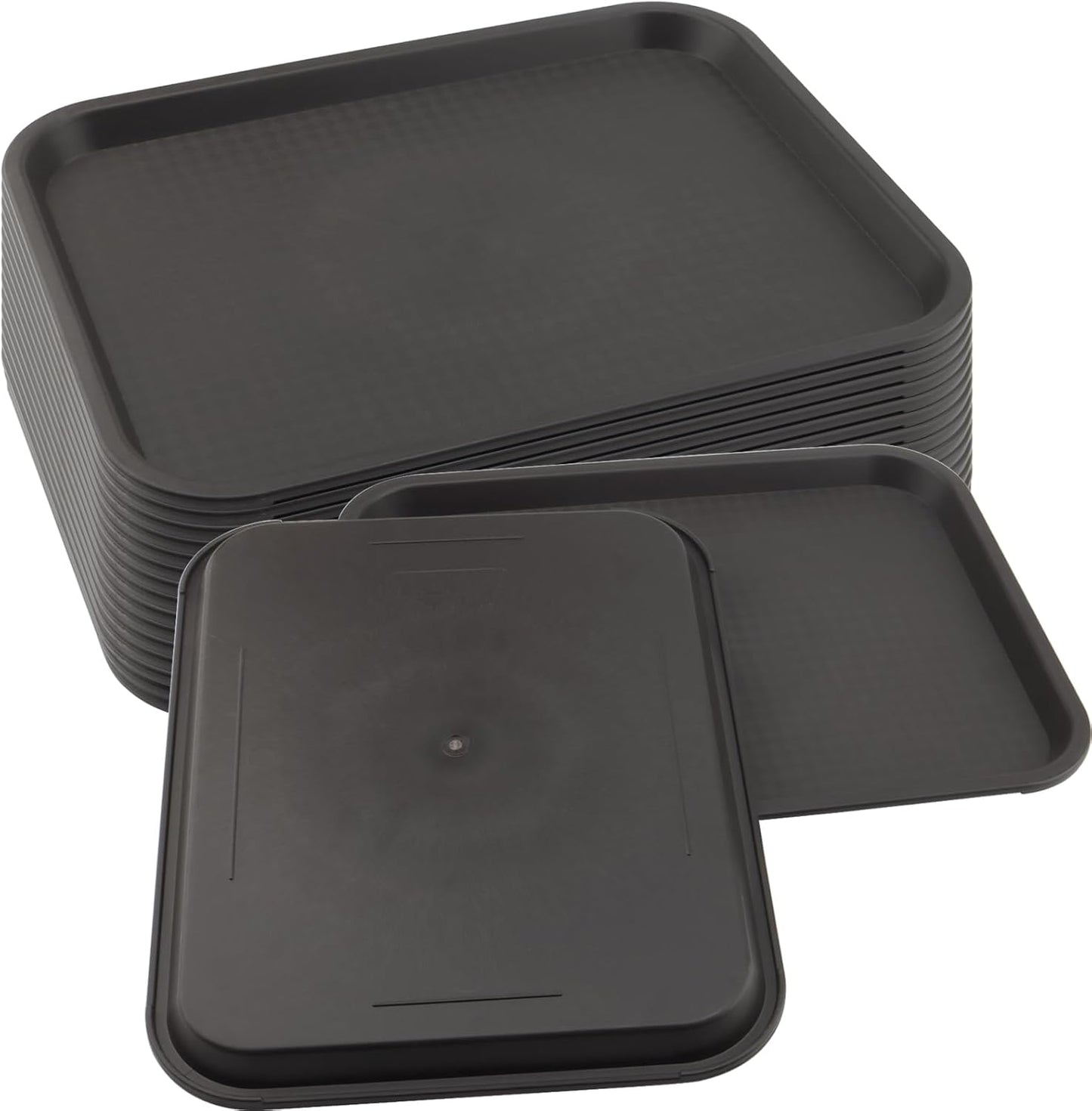 15 Pack 14 x 10 Inch Brown Fast Food Tray, Large Rectangular Restaurant Serving Trays, Plastic Cafeteria Trays School Lunch Trays