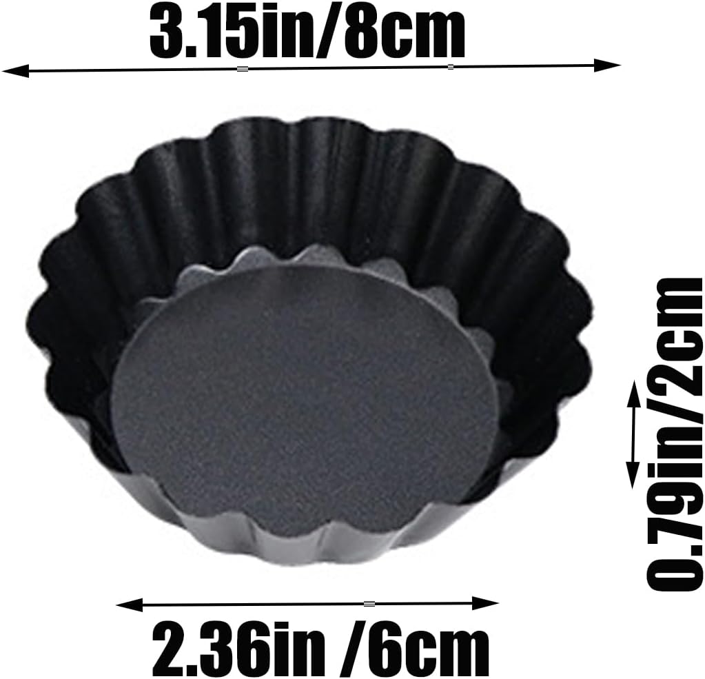 Mantouxixi 12 Packs Egg Tart Mold, Stackable Tart Molds with Removable Bottom, Non-Stick Pan Carbon Steel Pie Cakes Molds, Muffin Cupcake Pudding Baking Cup Maker