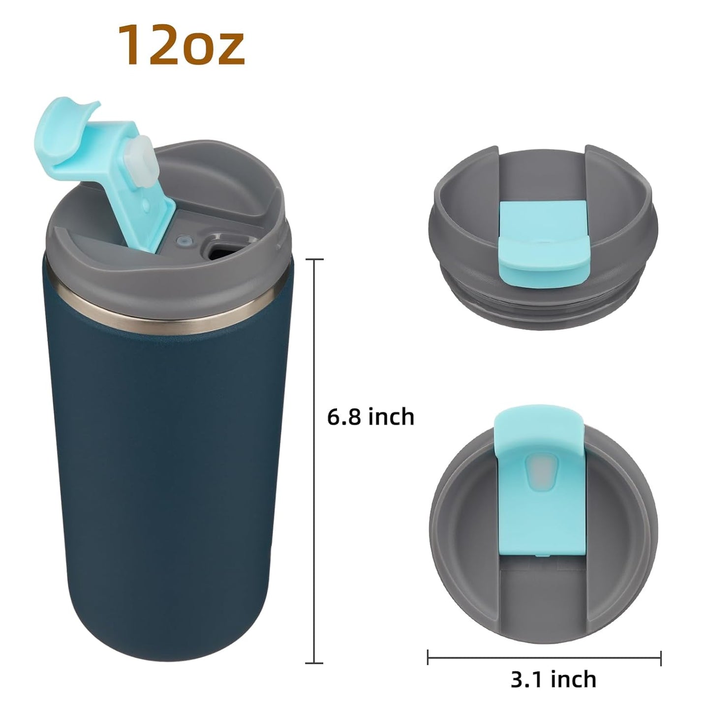 Tumbler with Lid, 12 oz Travel Coffee Mug Double Wall Vacuum Stainless Steel Thermal Metal Cup Insulated Water Bottle,Navy Blue