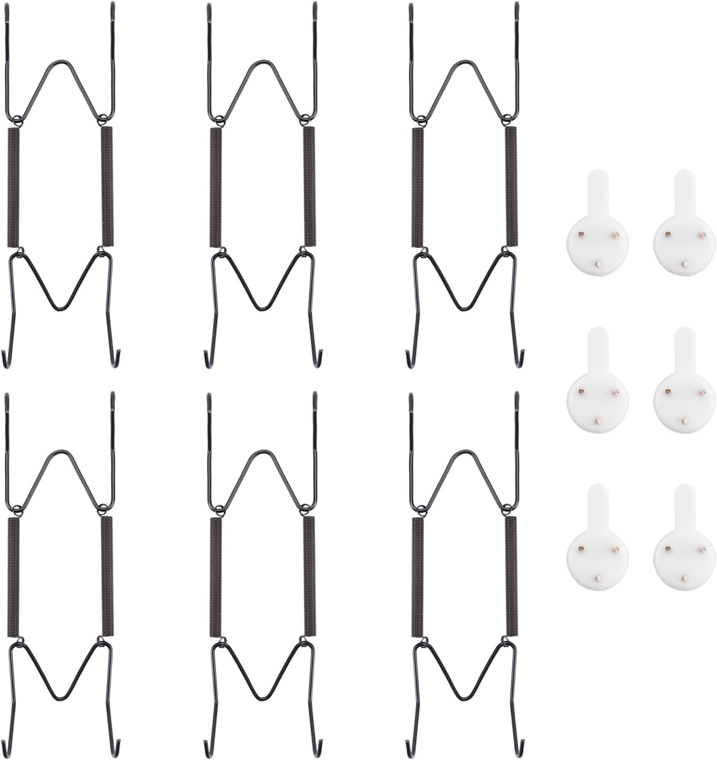 Bilillo 6 Pack Plate Hangers for The Wall, Suitable for 6''-8'' Decorative Plate,Invisible Heavy Duty Wire Plate Holder with Wall Hooks, Plate Hangers for Displaying Plates, Platter, Dish (Black)
