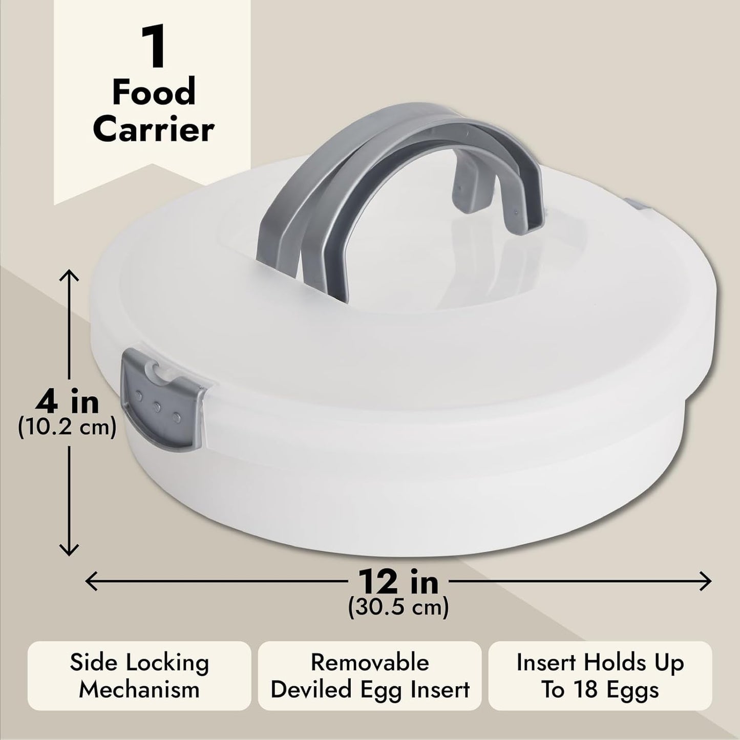 Juvale Pie Carrier with Lid & Handle - 12 x 4 in, White Round Plastic - Reusable Plastic Pie Container with Lid for Transport - Cake Carrier & Round Cake Holder