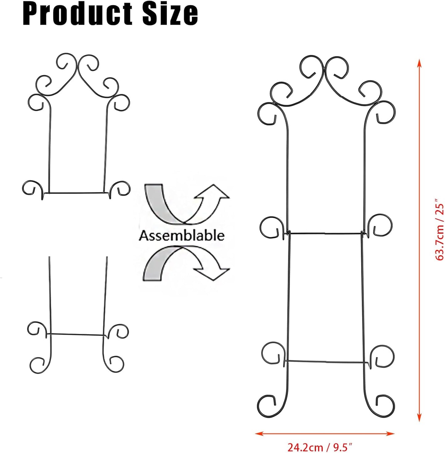 Kokone Plate Hangers for Wall,Metal Plate Rack for Wall,2-Tier Wall Plate Hangers for Plate Up To 8 Inch,Detachable Plate Wall Hangers for Plates Platters Plaques Dishes Artwork Display
