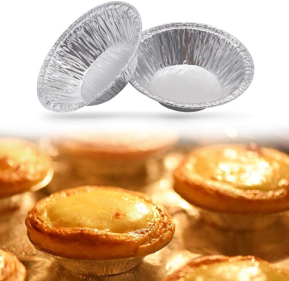 50Pcs Silver Mini Pie Tins, Small Pie Pans, Round Tart Pie Foil Pans Disposable Pans Aluminum Foil Tart Pans, Aluminum Pie Pans for Baking Pot Pies, Tarts