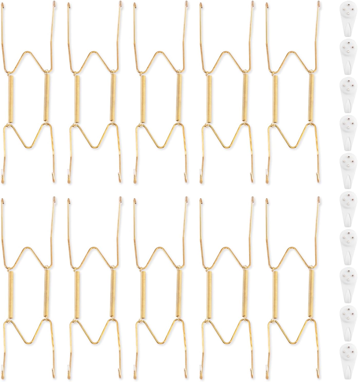 Bilillo 10 Pack Plate Hangers for the Wall, Suitable for 8-10 inch Art Plate, Stainless Steel Invisible Heavy Duty Wire Plate Holder with Wall Hooks, Plate Hangers for Displaying Plates, Platter, Dish