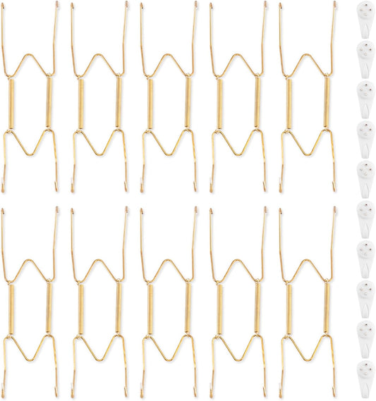 Bilillo 10 Pack Plate Hangers for the Wall, Suitable for 8-10 inch Art Plate, Stainless Steel Invisible Heavy Duty Wire Plate Holder with Wall Hooks, Plate Hangers for Displaying Plates, Platter, Dish