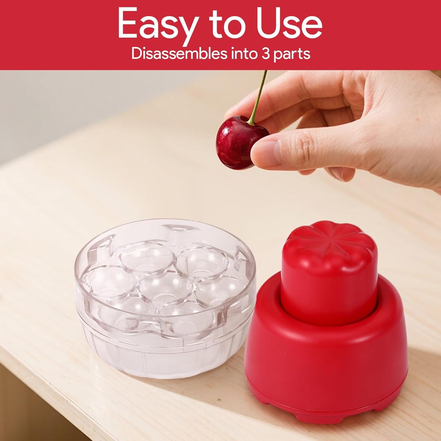 7-In-1 Cherry Pitter Tool Pit Remover,Multiple Olive Pitter Tool,Cherry Seed Remover,Fruit Corer Tools for Kitchen,Cake Shop,Fruit Salad for Home Kitchen Tools(Red)