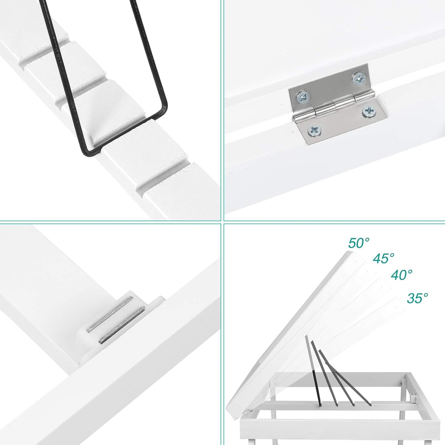 Bamboo Lap Desks Bed Table White Breakfast Tray with Folding Legs Kitchen Serving Tray for Notebook Computer Bed Platters Desk Snack Tray(White)