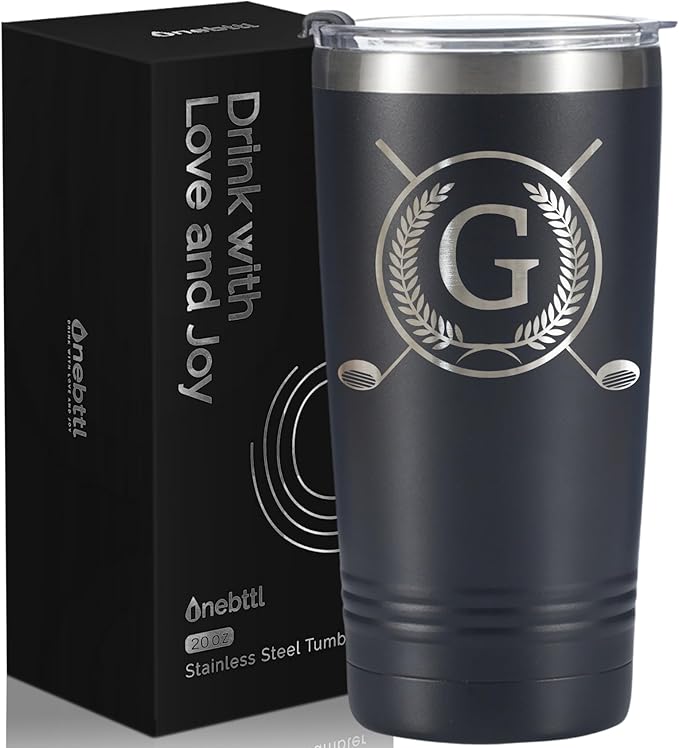 Onebttl Golf Gifts for Men with Initial for Golfer & Golf Lovers, 20oz Travel Mug, Perfect Gifts for Men, Birthday, Christmas - G