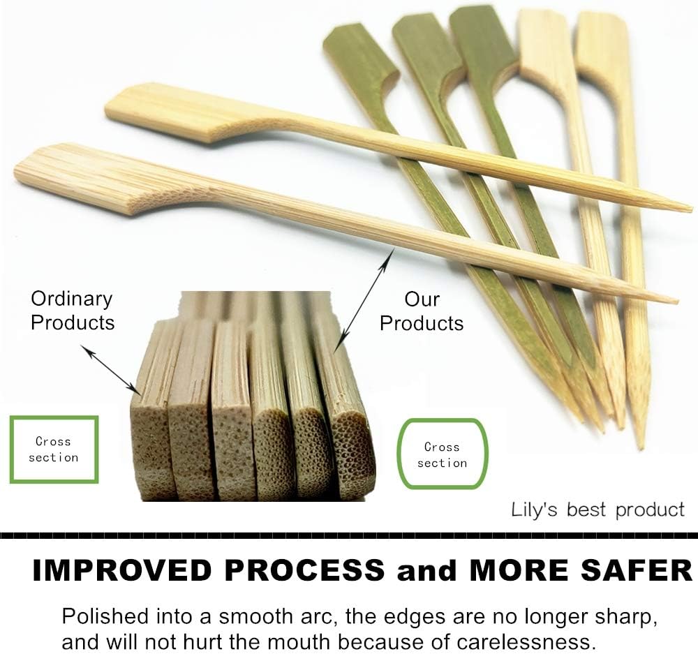 HOPELF 3.5 inch Bamboo Paddle Picks Skewers Toothpicks for Cocktail，Appetizers，Fruit，Sandwich，Barbeque Snacks.Wood pick More Size Choices 3.5''/ 4.7''/ 7''/ 10'' (Pack of 100)