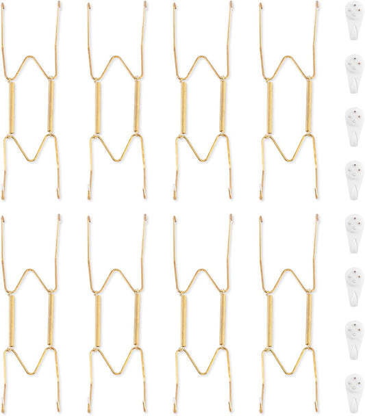 Bilillo 8 Pack Plate Hangers for The Wall, Suitable for 8-10 inch Art Plate, Stainless Steel Invisible Heavy Duty Wire Plate Holder with Wall Hooks, Plate Hangers for Displaying Plates, Platter, Dish