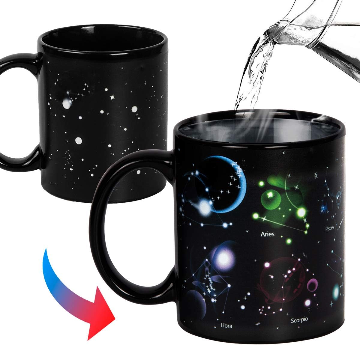 Kmiles Heat Changing Constellation Mug - Colour Changing Magical Coffee Tea Cup, 12 Ounce - Novelty Xmas Funny Gifts