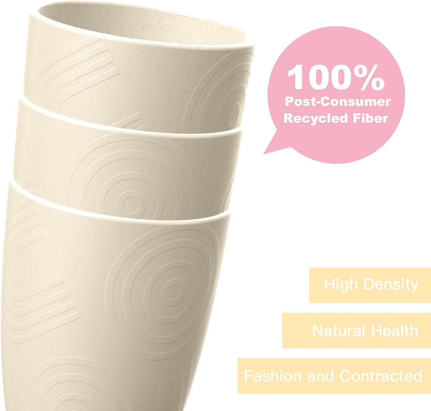 Homienly Wheat Straw Cups, Alternative to Plastic Cups Set of 6, Premium Drinking Glasses - 12 OZ, Unbreakable Drinking Cup, Dishwasher & Microwave Safe Tumbler Cup for Kitchen, Kids, Picnic - Beige