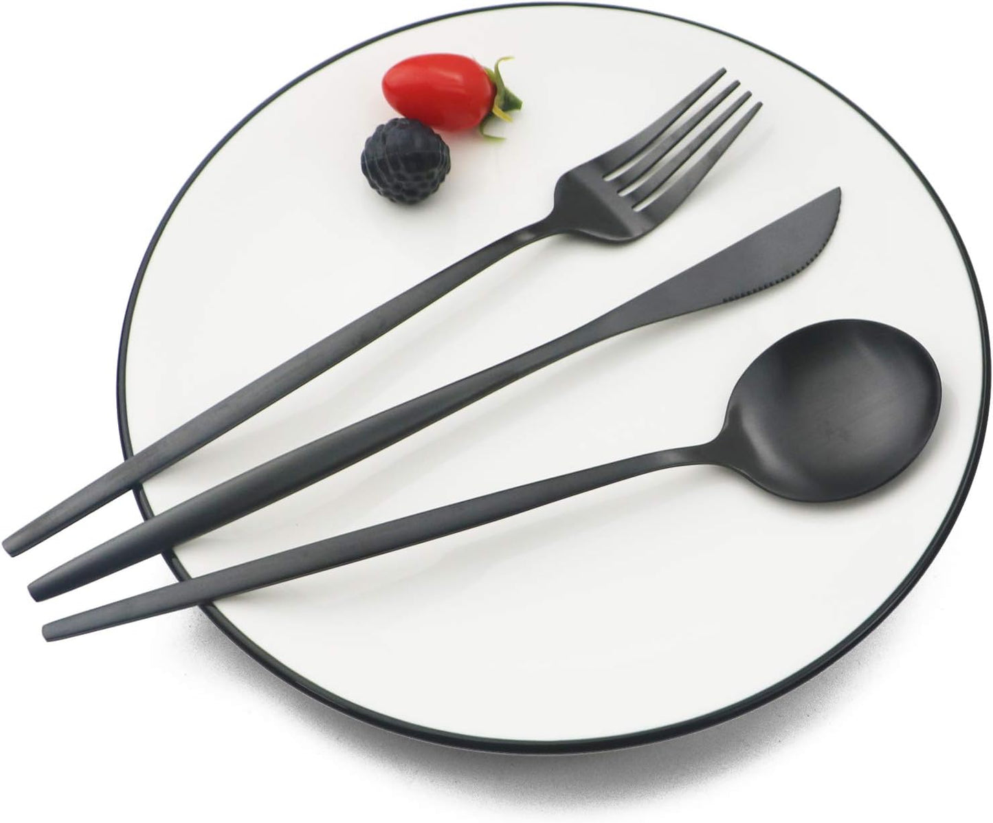 JASHII Silverware Set, 36 Piece Food Grade Stainless Steel Flatware Set Fork Spoon Knife Utensils for Daily Use and Party, Service for 6 Anti Rust, Safe in Dishwasher (Matte Black)