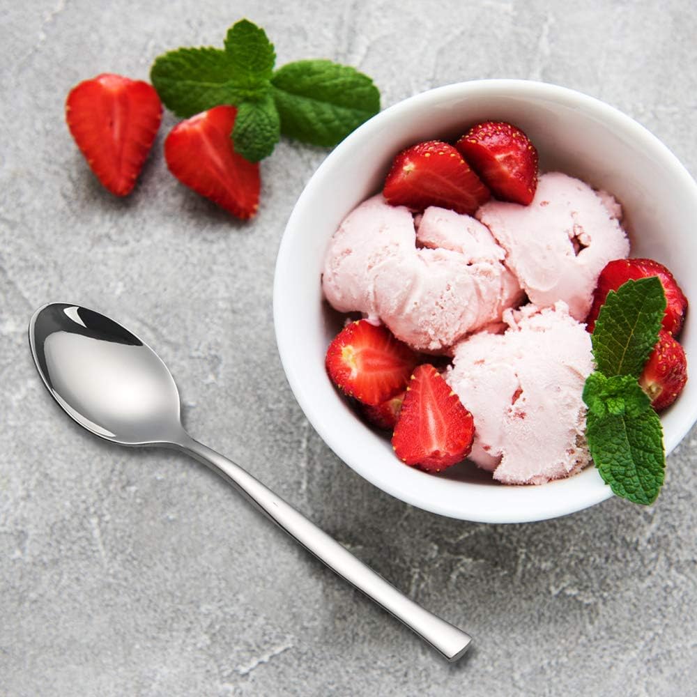 12-Piece Dessert Spoons, Stainless Steel Small Spoon