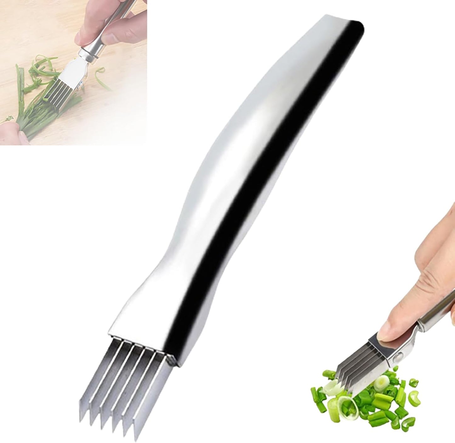 Shred Silk The Knife, 2025 Green Onion Cutter, Stainless Steel Chopped Kitchen Slicing Tool, Multifunctional Kitchen Food Vegetable Cutter, B 1Pack