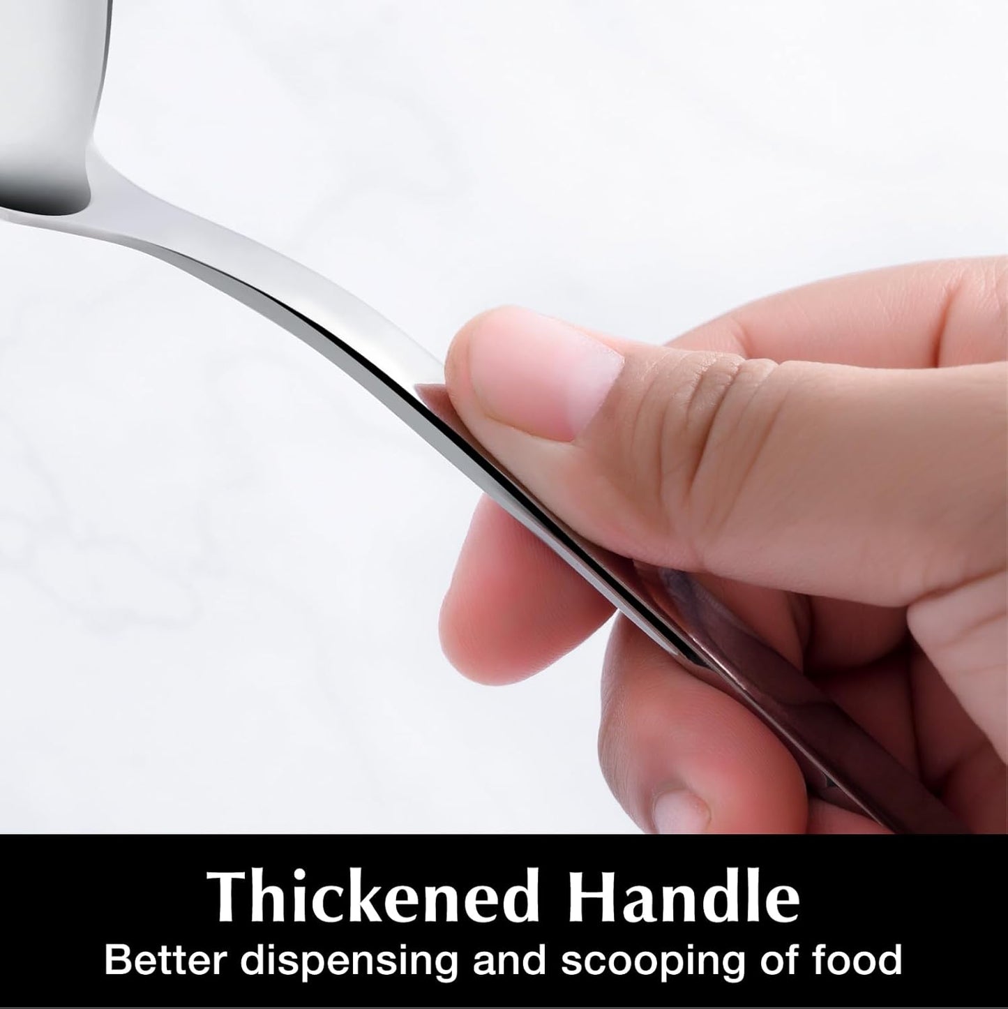 KINGSTONE Large Hostess Serving Utensils 4 Piece Set, 18/10 Stainless Steel Heavy Duty 9.84inch Spoons for Buffet, Wedding, Party, Catering, Dishwasher Safe