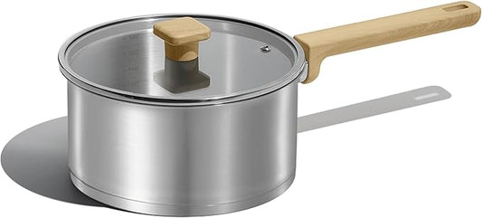 CAROTE 3.5Qt Stainless Steel Sauce Pan Set with Lid, 3-ply Base, Non-Toxic PTFE & PFOA Free Saucepan, Induction Cookware Set, Small Kitchen Pots, Stay-Cool Handles