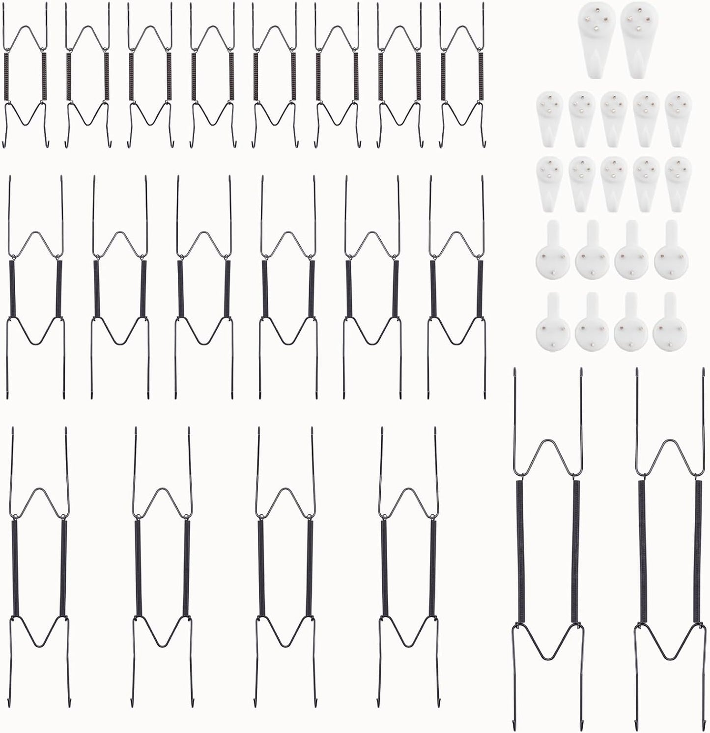 20 Pack 6/8/10/12 Inch Decorative Plate Medium Plate Hangers for The Wall, Invisible Stainless Steel Wall Hangers for Display with Hooks, for Platter/Dish/Picture(Black)