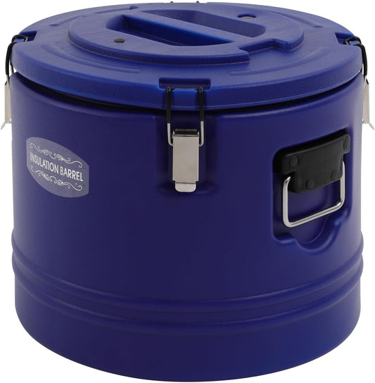 DYNAMI Large Insulated Food Container,8 Gallon Portable Commercial Food Warmer Insulated Soup Container Cold Hot Box for Catering,Stainless Steel Inner Liner, Sealed and Leak-proof (Navy Blue, 8 Gal)