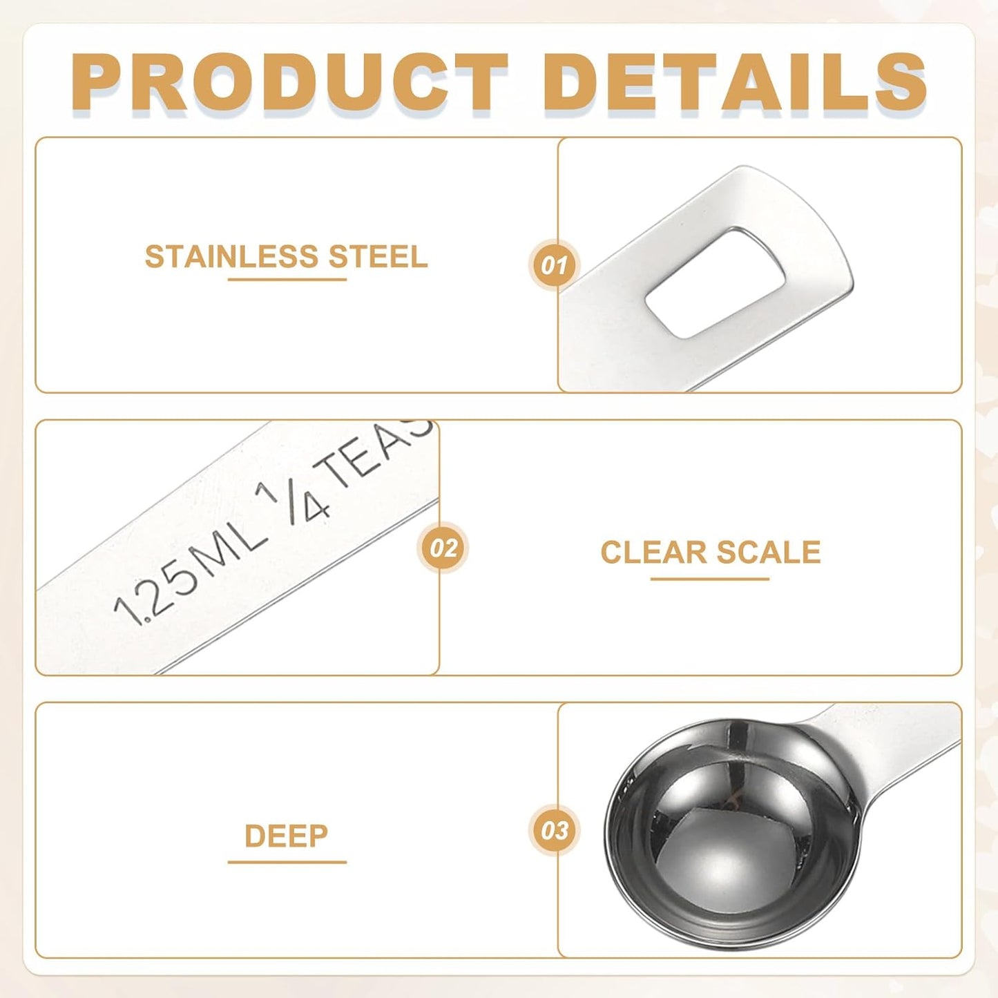 PATIKIL 1pcs 1.25ml Tablespoon Measuring Spoon, 1/4 Tbsp Measuring Spoon Stainless Steel Individual Measure Scooper Only for Ground Coffee Loose Tea Powder