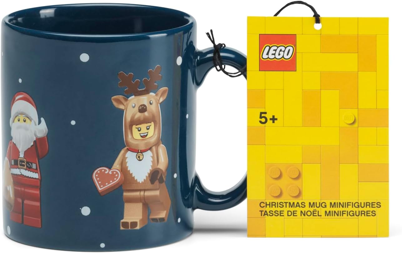 Room Copenhagen LEGO Christmas Minifigures Mug 300ml – Coffee Cup with Santa & Reindeer, Holiday Collectible Gift for LEGO Fans, Microwave & Dishwasher Safe