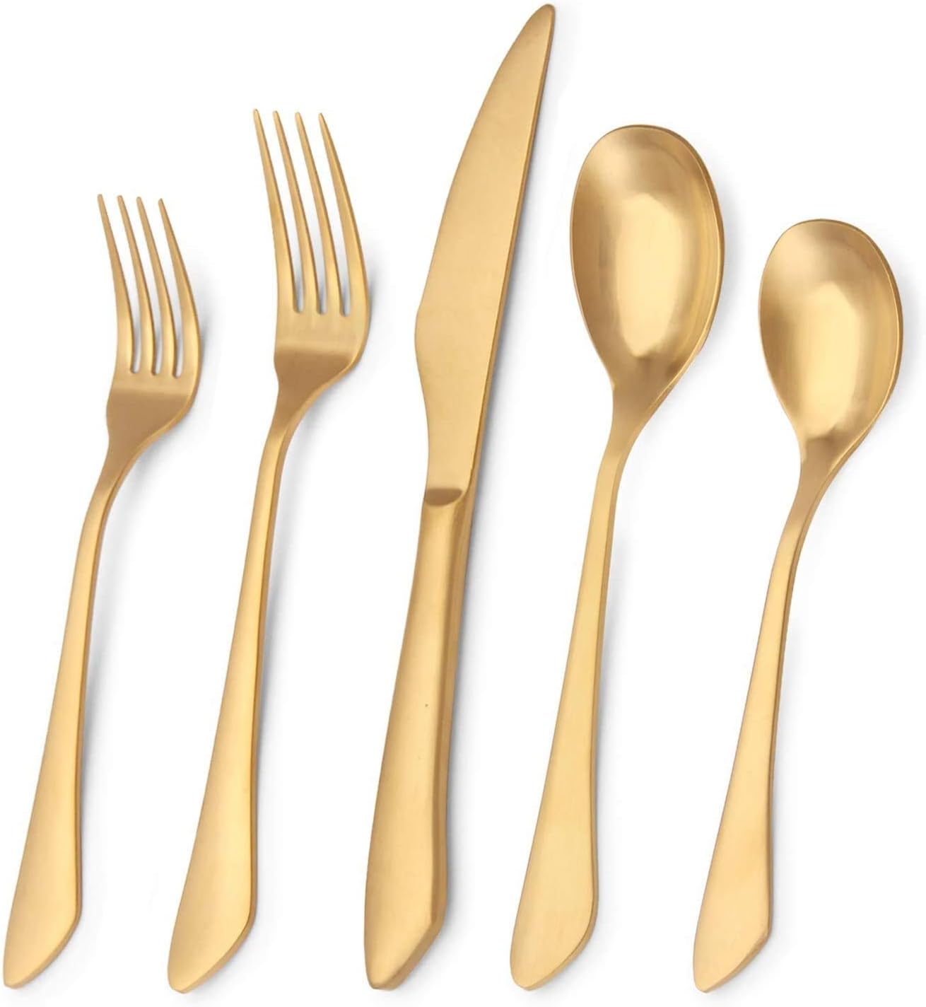 Matte Gold Silverware Set, 40-Piece Stainless Steel Flatware Set Service for 8, Satin Finish Tableware Cutlery Set for Home and Restaurant, Dishwasher Safe