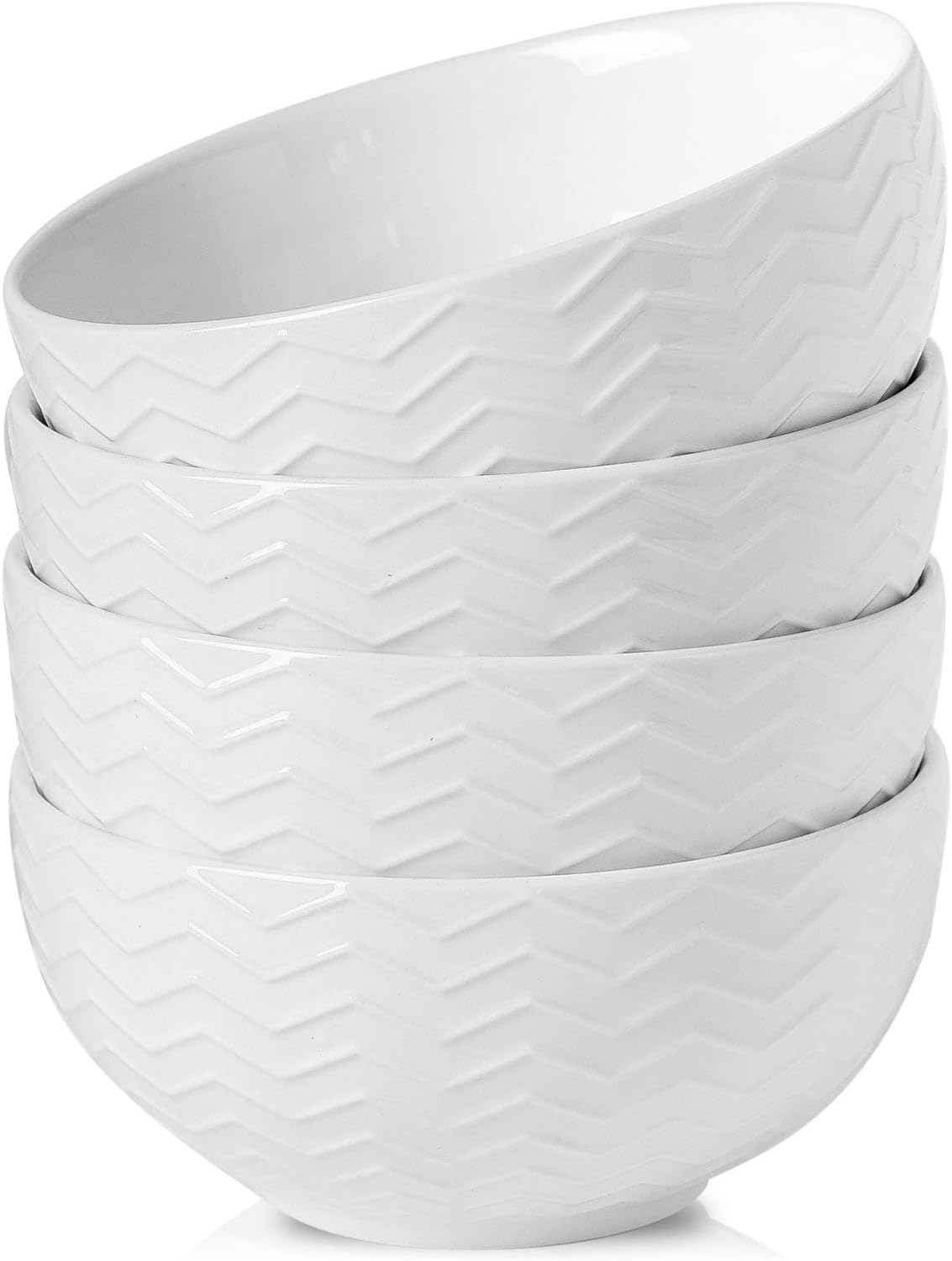 Hasense Soup Bowls 20 OZ, Ceramic Bowls Set of 4 for Kitchen, Stoneware Porcelain Cereal Bowls for Soup, Cereal, Oatmeal, Fruit, Salad, Noodle and Rice, Microwave Dishwasher Safe, White