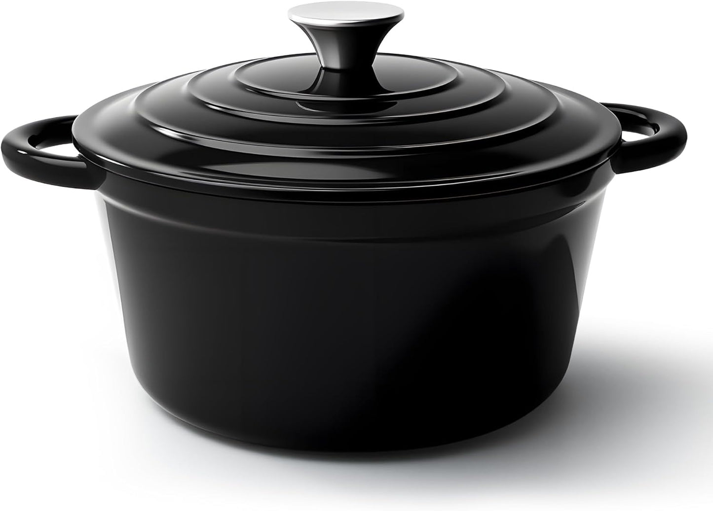 6 Quart Dutch Oven Pot with Lid, Non Stick Enameled Cast Iron Dutch Oven for Bread Baking, Heavy-Duty, Oven Safe Ceramic Cookware Up to 500°F for Baking, Braising, Stews, Roasting, Black