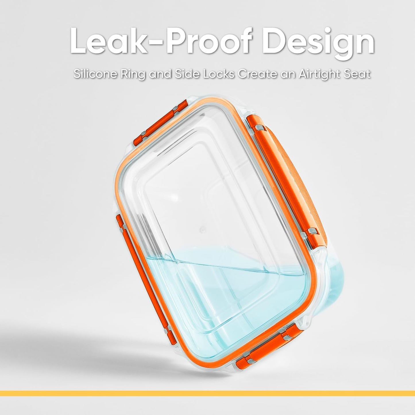 Superio Plastic Food Storage Container with Airtight Lid- 27 Oz, BPA Free, Leakproof, Stackable, Microwave, Dishwasher and Freezer Safe, Orange