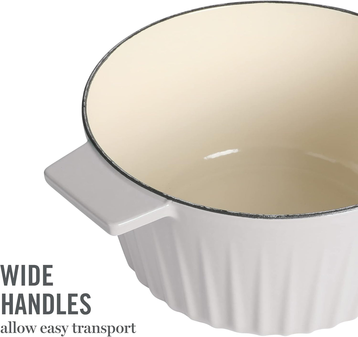 Martha Stewart Eastholm 5 QT Enamel Cast Iron Dutch Oven, Grey