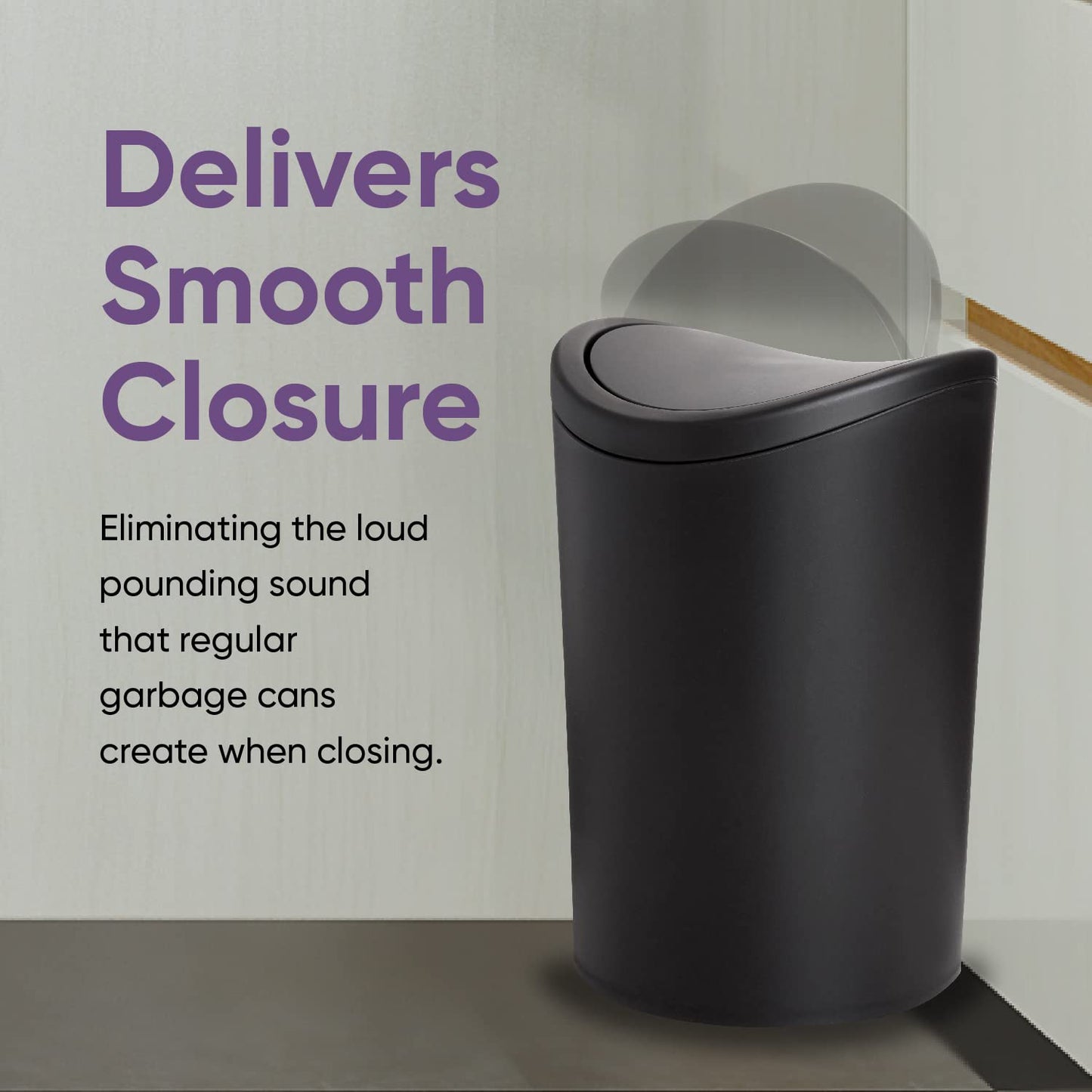 Small Bathroom Trash Cans with Lid 4 Pack (1 1/2 Gallon, 6 Liter), Modern Matte Black Mini Waste Bin with Swing Lid Plastic Garbage Can for Bathroom, Bedroom, Office, Under Desk