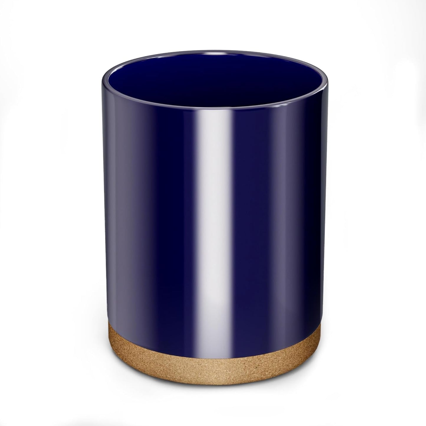 Ceramic Kitchen Utensil Holder for Countertop, Modern Crock with Non-Slip Cork Base, Counter Organizer for Cooking Tools , Blue