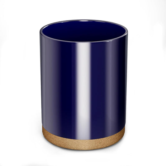 Ceramic Kitchen Utensil Holder for Countertop, Modern Crock with Non-Slip Cork Base, Counter Organizer for Cooking Tools , Blue