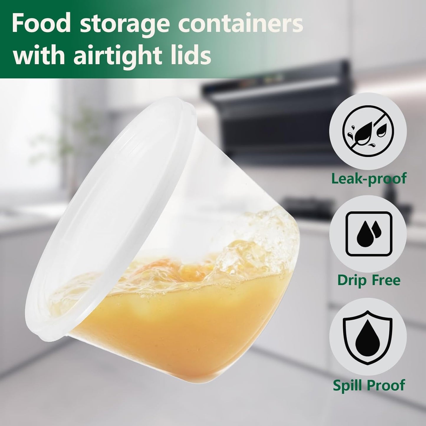 24 Set Deli Containers with Lids,16 oz Plastic Food Storage Containers,Leakproof Soup Container with Lids,Stackable,Microwave & Freezer Safe