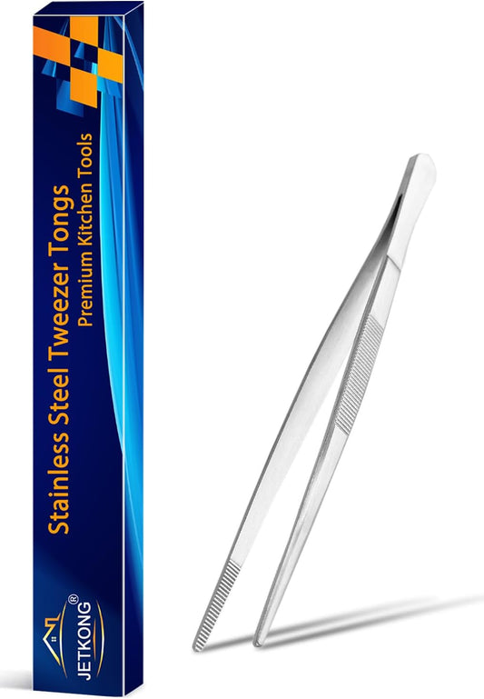 JETKONG 7 Inch Small Cooking Tweezers Mini Kitchen Food Tweezers Small Kitchen Tweezer Tongs