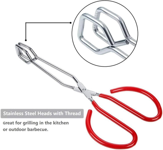 Food Tongs, Feeyei Heavy Duty Stainless Steel Kitchen Tongs for Cooking, Barbecue, Serving Scissors Tongs 10 Inches 2 packs (Red)