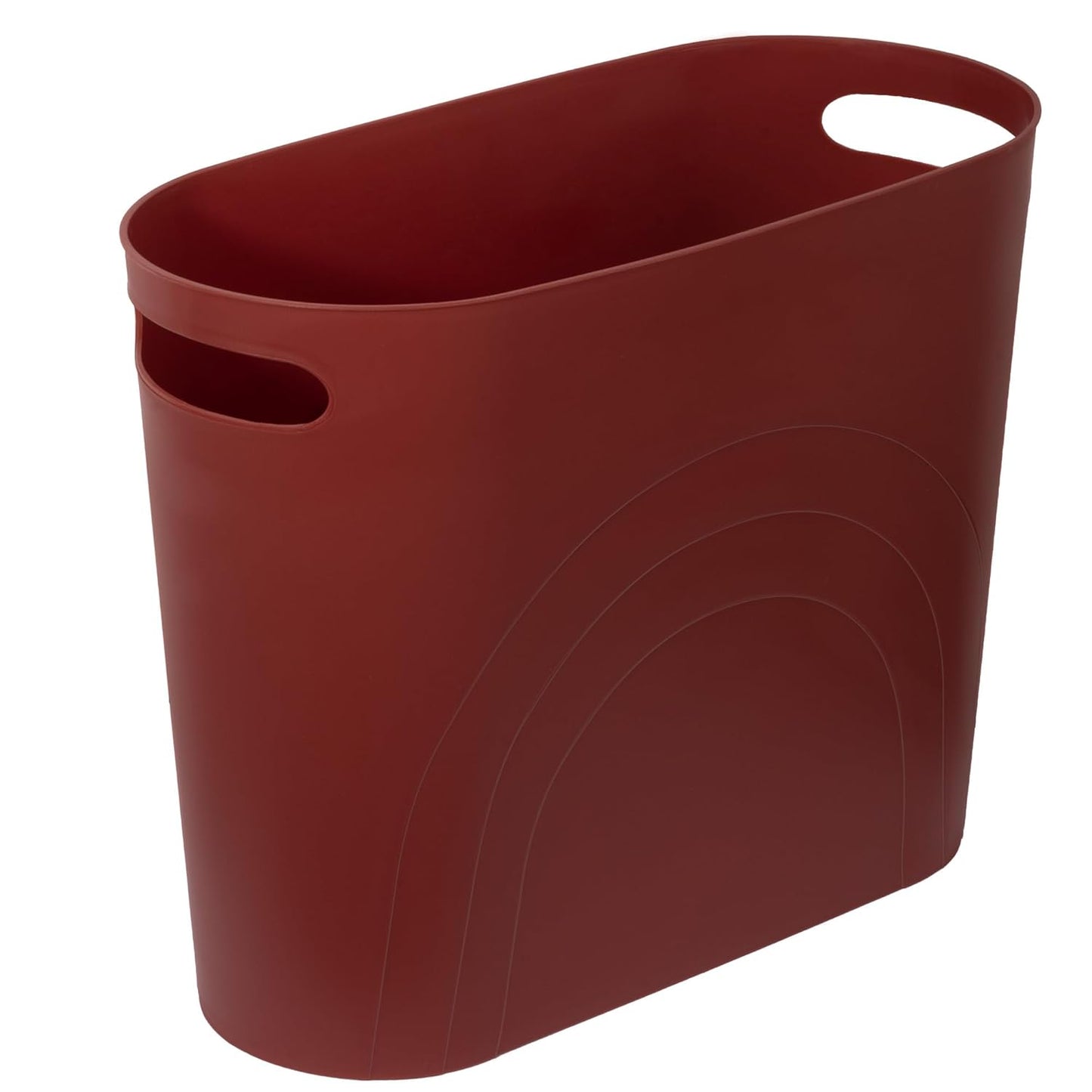 rejomiik Small Trash Can, 3.5 Gallon Slim Garbage Can Plastic Waste Basket with Handles Container Bin for Narrow Spaces Bathroom, Bedroom, Kitchen, Office at Home, Red