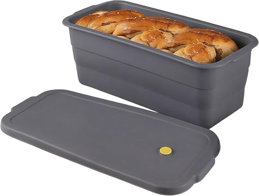 Bread Loaf Pan, New Upgrade Silicone Non-Stick Bakeware, Larger and Thicker, Foldable Bread Toast Box Mold with Lid, Baking Pans for Cakes, Brownies