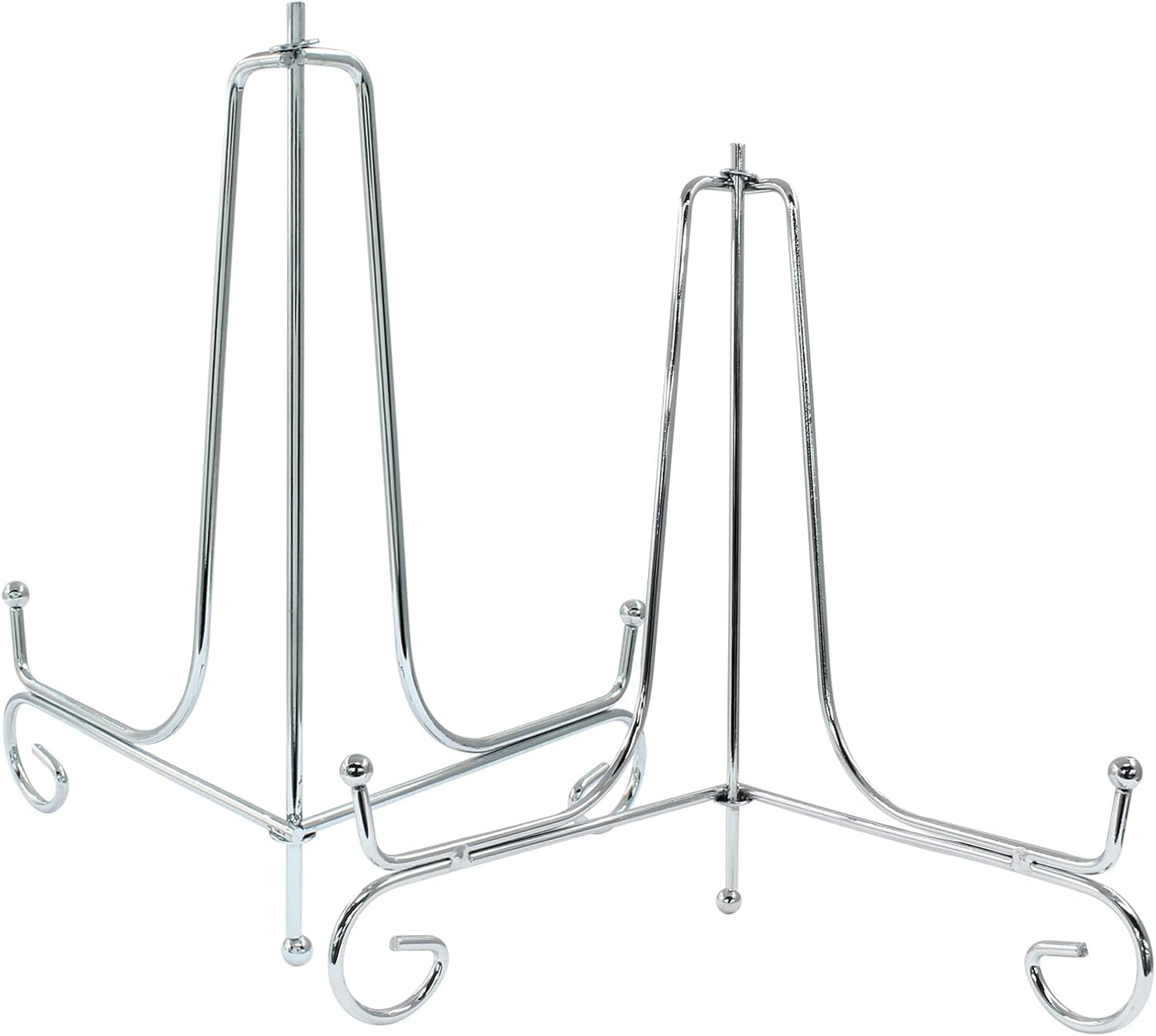 Hordion 2 Pack Plate Stand, 8 Inch Silver Iron Easel Photo Display Stand Plate Holder for Picture Frame Book Tabletop Art Platter