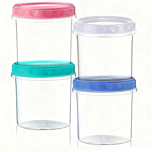 4 Pack 16Oz (500ML) Freezer Storage Containers - airtight Plastic Food Storage with Twist Top Lids