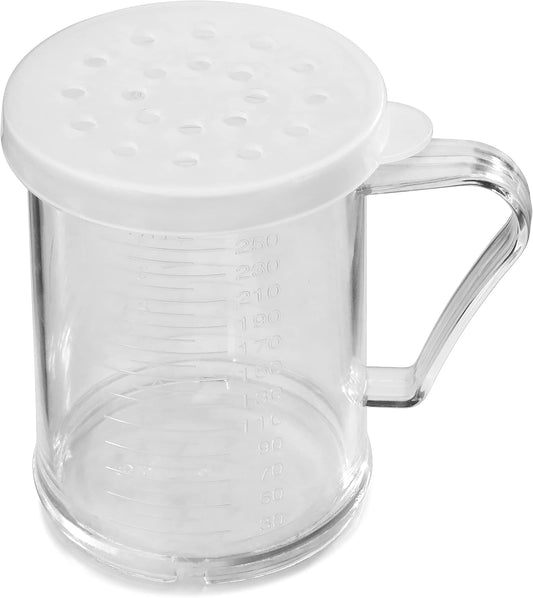 New Star Foodservice 22513 Plastic Dredge with 3 Snap-on Lid, Seasoning Sugar Spice Pepper Shaker, 10 OZ